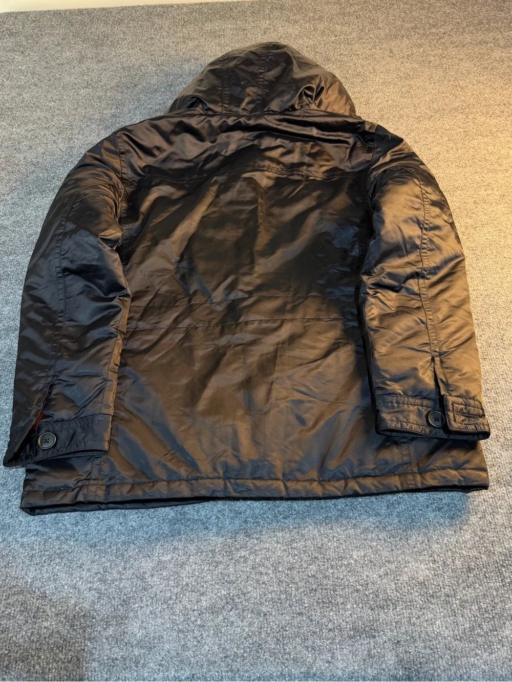 GAP Black Hooded Puffer Jacket with Red Lining